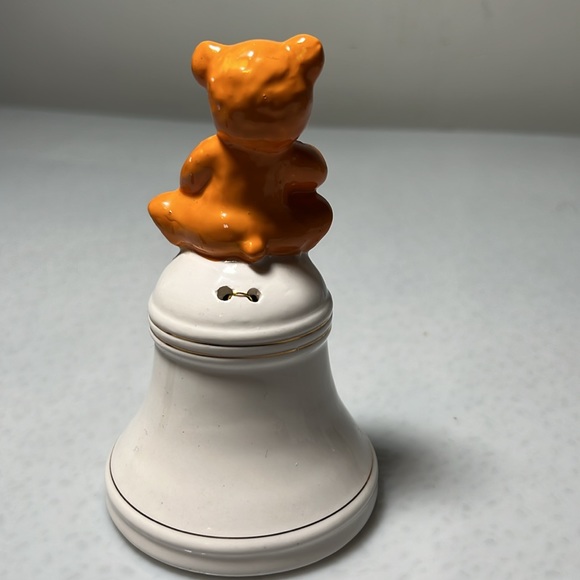 Vintage Ceramic Bear with Candy Kane on Top Bell and VIntage Bear Ornament - Picture 3 of 7